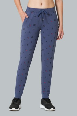 VAN HEUSEN Athleisure 4 Way Stretch And Functional Pocket Printed Women Blue Track Pants