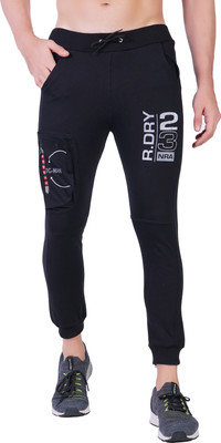 MindsArt Self Design Men Black Track Pants