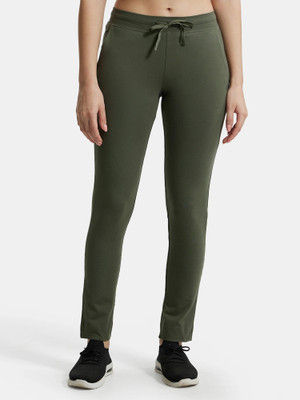 JOCKEY 1301 Super Combed Cotton Elastane Stretch Solid Women Green Track Pants