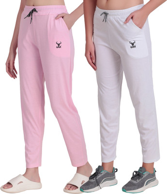 GAA Solid Women Pink, White Track Pants