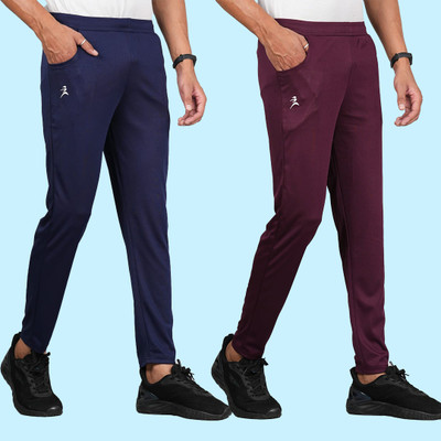 FICKA Solid Men Blue, Maroon Track Pants
