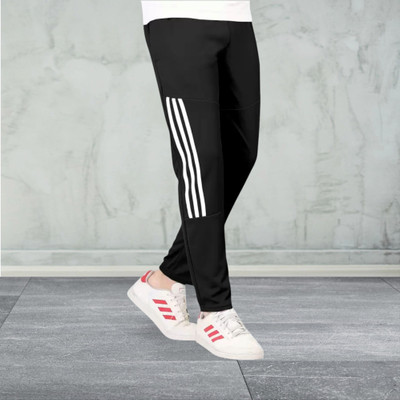 OHGORYY Striped Men Black Track Pants
