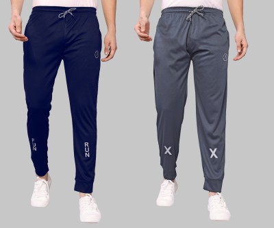 Kashvi Solid Men Dark Blue, Grey Track Pants