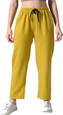 IndiWeaves Solid Women Yellow Track Pants