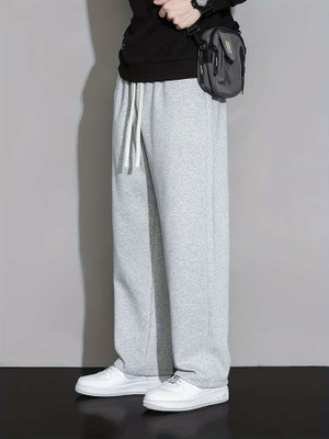 Flycollection Solid Men Grey Track Pants