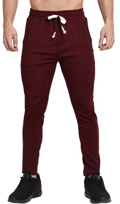 Mashaykh Solid Men Maroon Track Pants