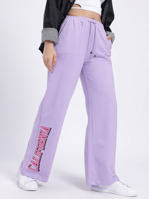 Glitchez Printed Women Purple Track Pants
