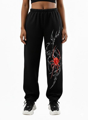 ZELTOS Printed Women Black Track Pants