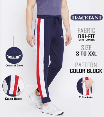 Chrome & Coral Solid Men Dark Blue Track Pants