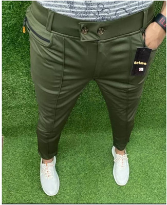 Dossier's Solid Men Dark Green Track Pants