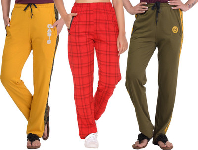 Weboasis Printed Women Red, Green, Yellow Track Pants
