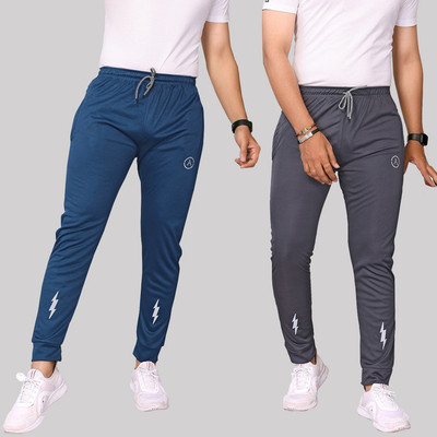 Anand Chevron/Zig Zag Men Blue, Grey Track Pants