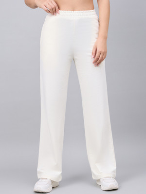 98 Degree North Solid Women White Track Pants
