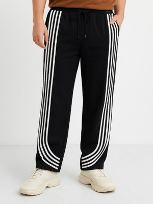 MANIAC Striped Men Black Track Pants