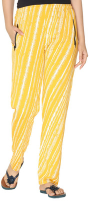 Weboasis Printed Women Yellow Track Pants