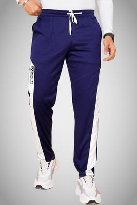 Yazole Colorblock Men Blue Track Pants