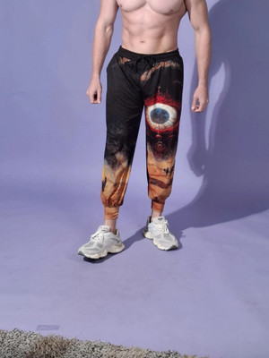 Yellow Tree Graphic Print Men Multicolor Track Pants