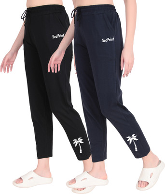 SEAPRINT Solid Women Black, Grey Track Pants