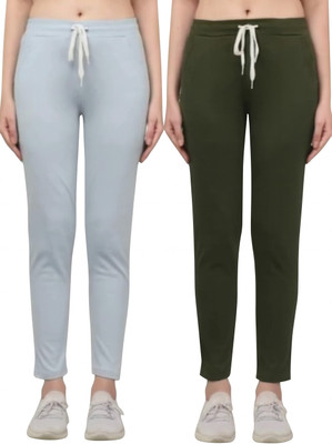 Retailmart Solid Women Grey, Green Track Pants