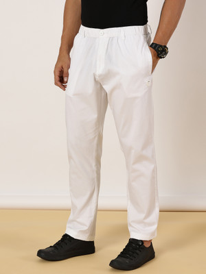 bEEVEE Solid Men White Track Pants