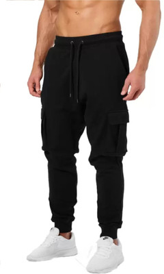 Kaff Printed Men Black Track Pants