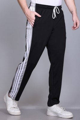 HVBK Striped Men Black Track Pants