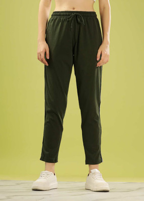 Dollar Missy Solid Women Dark Green Track Pants