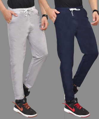 FAINTER Solid Men Grey, Blue Track Pants