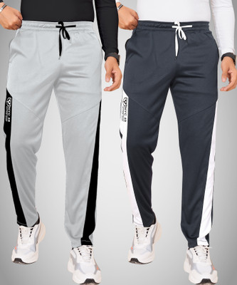 Yazole Colorblock Men Grey Track Pants