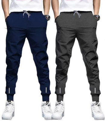 Reya Solid Men Blue, Grey Track Pants