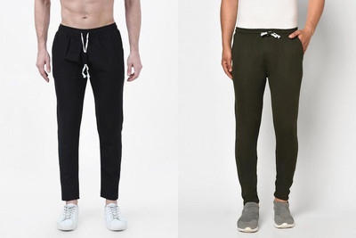 HoC Self Design Men Black, Green Track Pants
