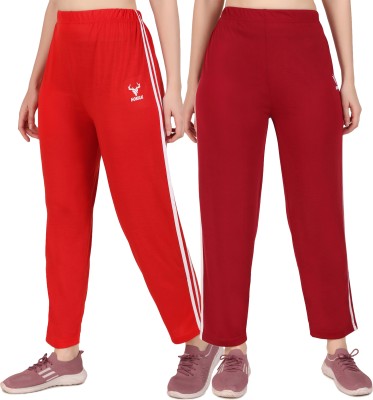 Clothina Solid Women Red, Maroon Track Pants