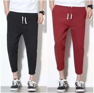 bulldozerbaba Solid Men Black, Maroon Track Pants