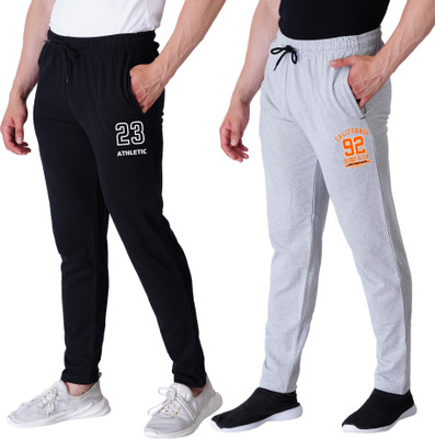 Peach Blossom Graphic Print Men Grey, Blue Track Pants