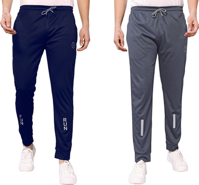 ANAND Printed Men Dark Blue, Grey Track Pants