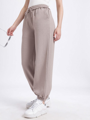 Glitchez Solid Women Brown Track Pants