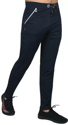 ynam Solid Men Blue Track Pants