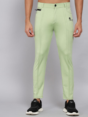 Veltick Solid Men Light Green Track Pants