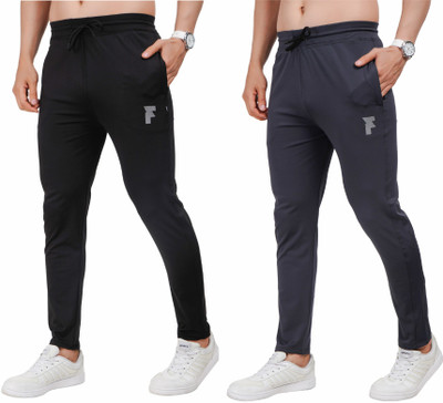 Fusion Solid Men Black, Grey Track Pants
