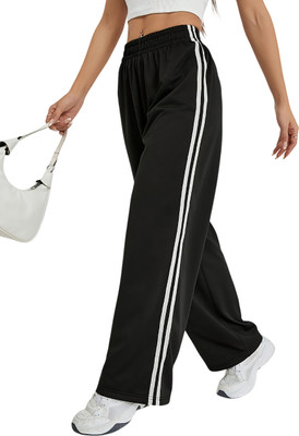Dockstreet Striped Women Black Track Pants
