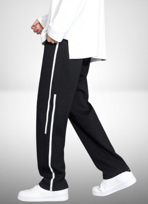 COMBRAIDED Self Design Men Black Track Pants