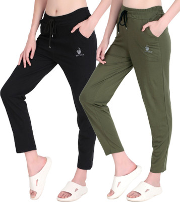 STYOXA Solid Women Black Track Pants
