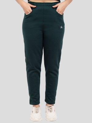 YHA Solid Women Dark Green Track Pants