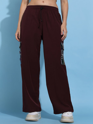 Lady Stark Printed Women Maroon Track Pants