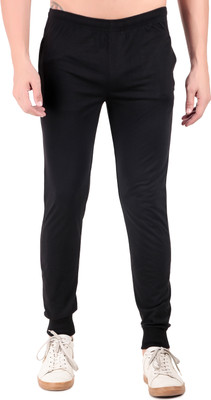 beUNIQ Solid Men Black Track Pants