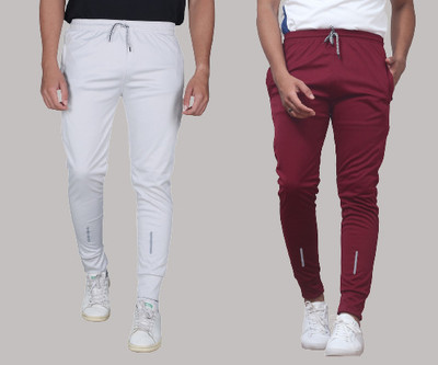 Suzaro Solid Men Maroon, Grey Track Pants