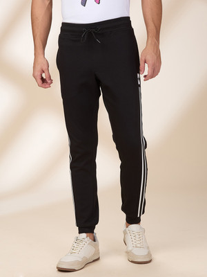 BEING HUMAN Striped Men Black Track Pants