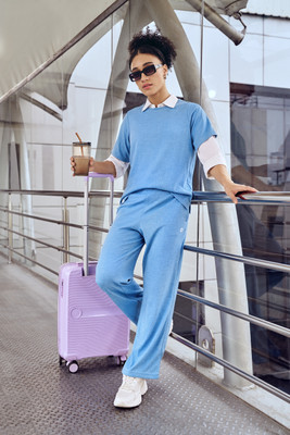 TECHNOSPORT Solid Women Light Blue Track Pants