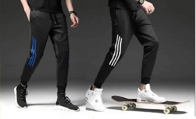 LALWANI COLLECTION Striped Men Black Track Pants
