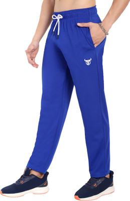 Go Devil Solid Men Blue Track Pants